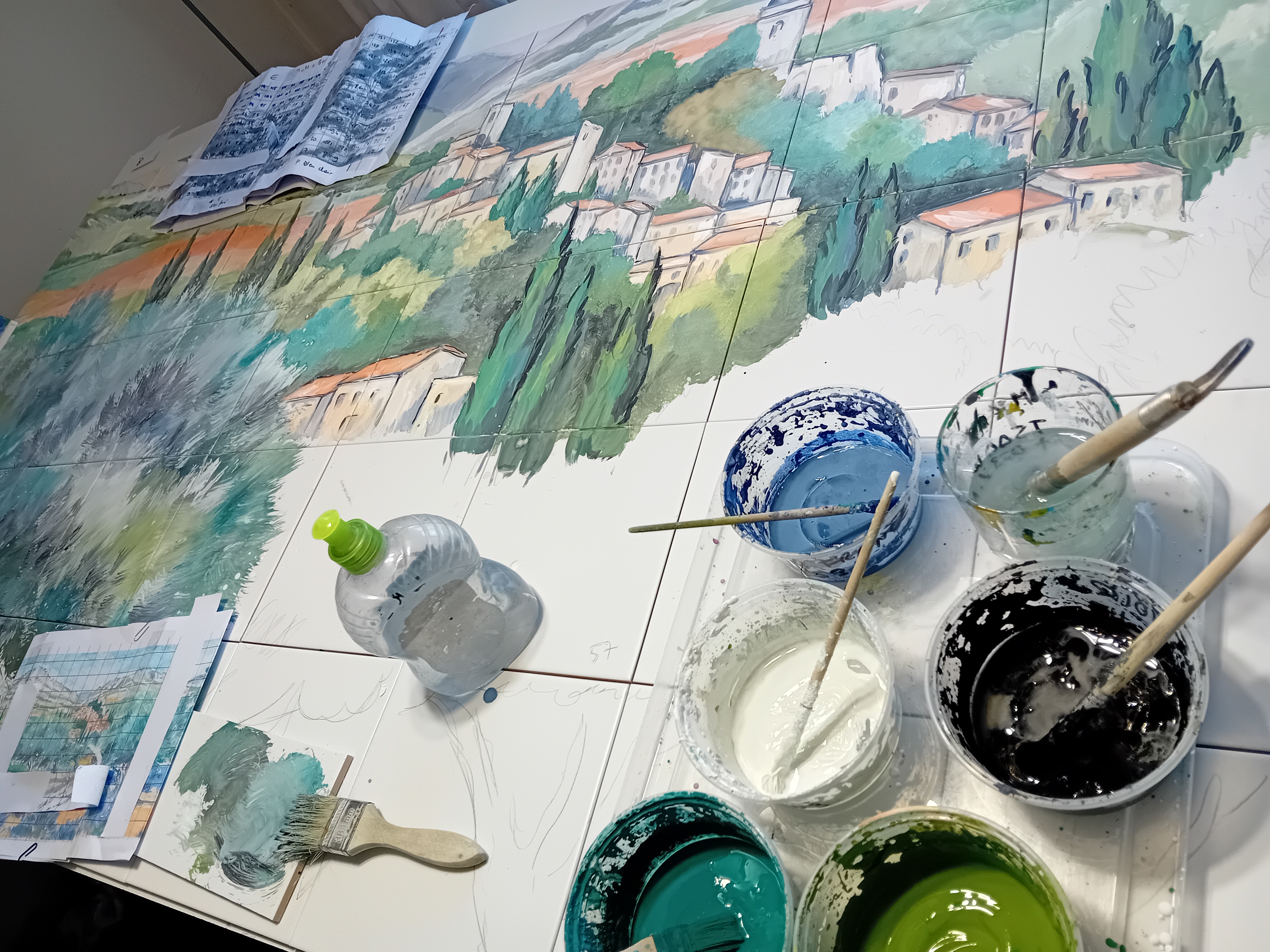une fresque en cours d'exécution